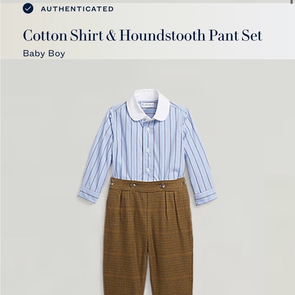 NWT Baby Boy RALPH LAUREN 100% Cotton Shirt & Houndstooth Pant Gift Set Size 12M - Picture 2 of 9